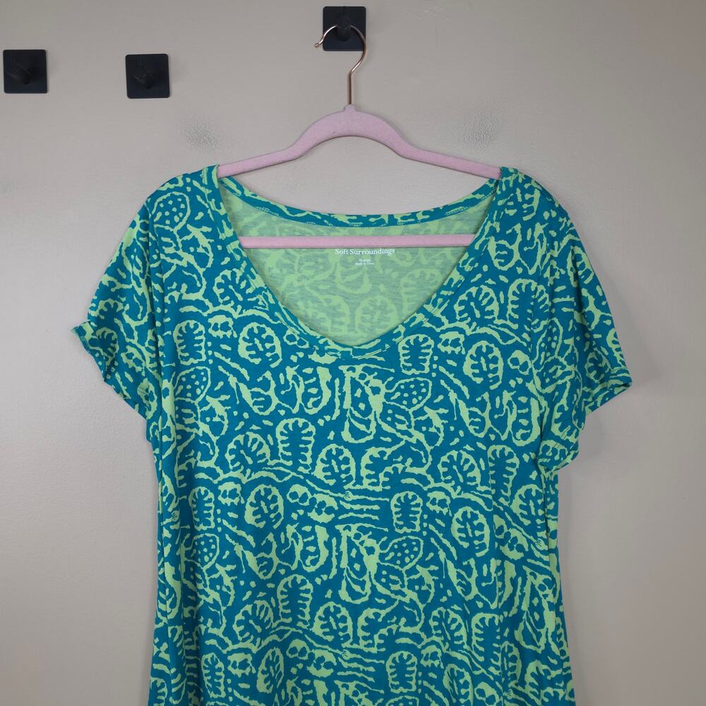 Soft Surroundings Short Santiago Gaia Dress in Tropical Green Size XL - Picture 2 of 8